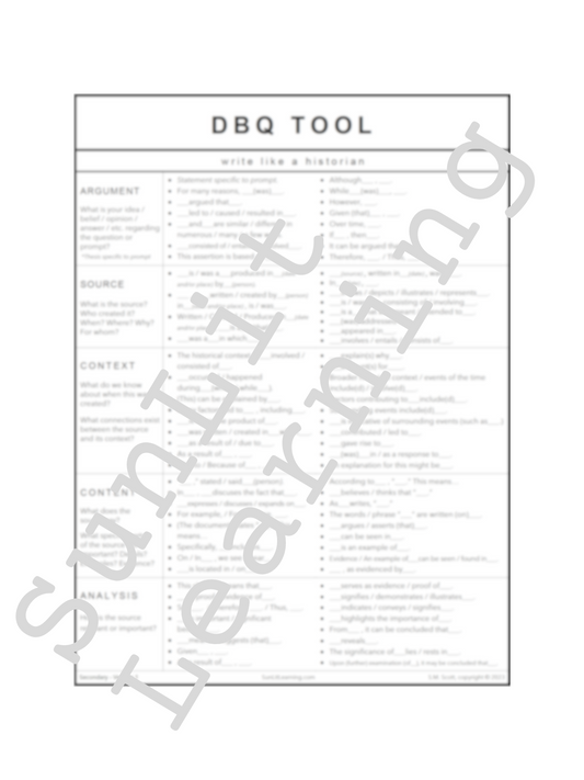 DBQ (Document Based Question) Writing Tool